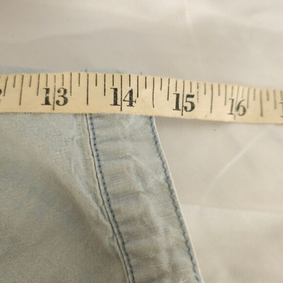 Lucky Brand Womens Large Blue Shrred Button Front Chambray Crop Top Shirt - Picture 7 of 8